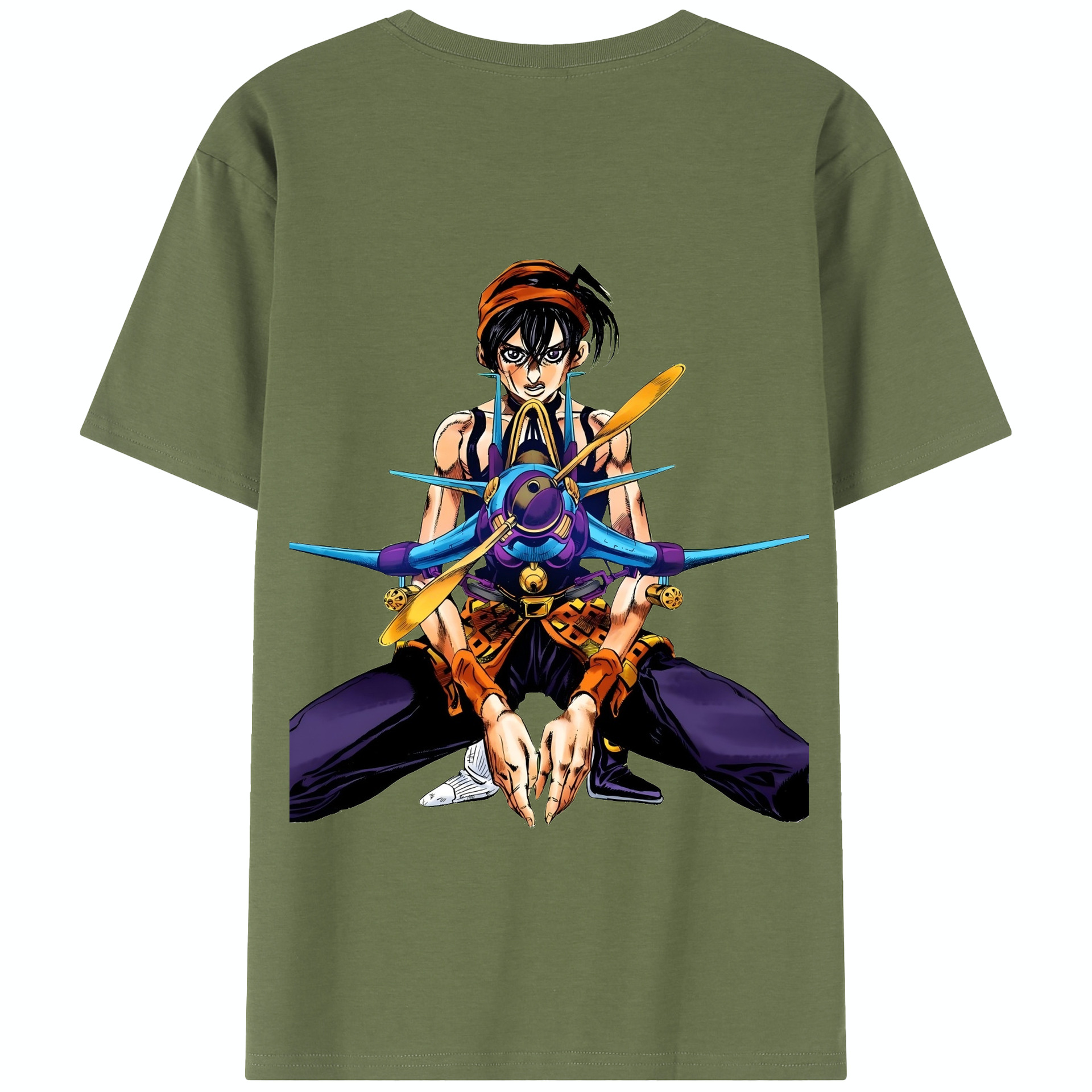 （画像用） ジョジョの奇妙な冒険 ナランチャ?ギルガ JoJo's Bizarre Adventure Narancia Ghirga 綿100％半袖Tシャツ（背面プリント）